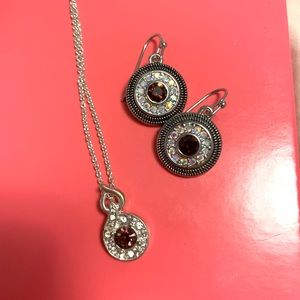 matching earrings and necklace (purple stone)